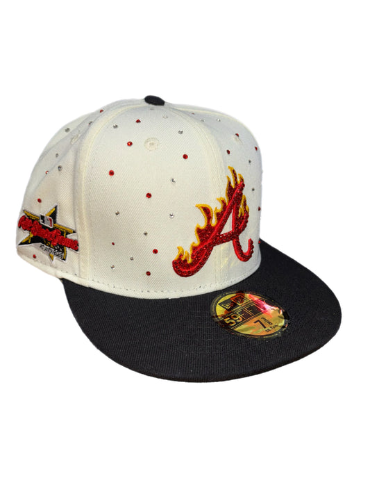 Atlanta Braves Iced out diamond Fitted hats Flames