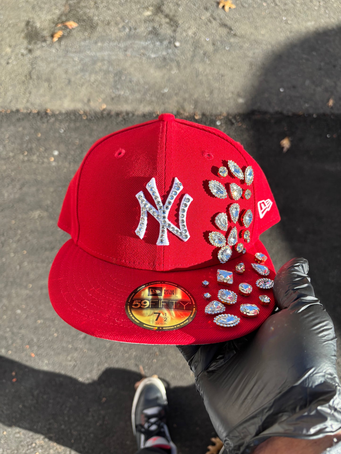 New York Yankees Iced out Fitted hats (Red ice)
