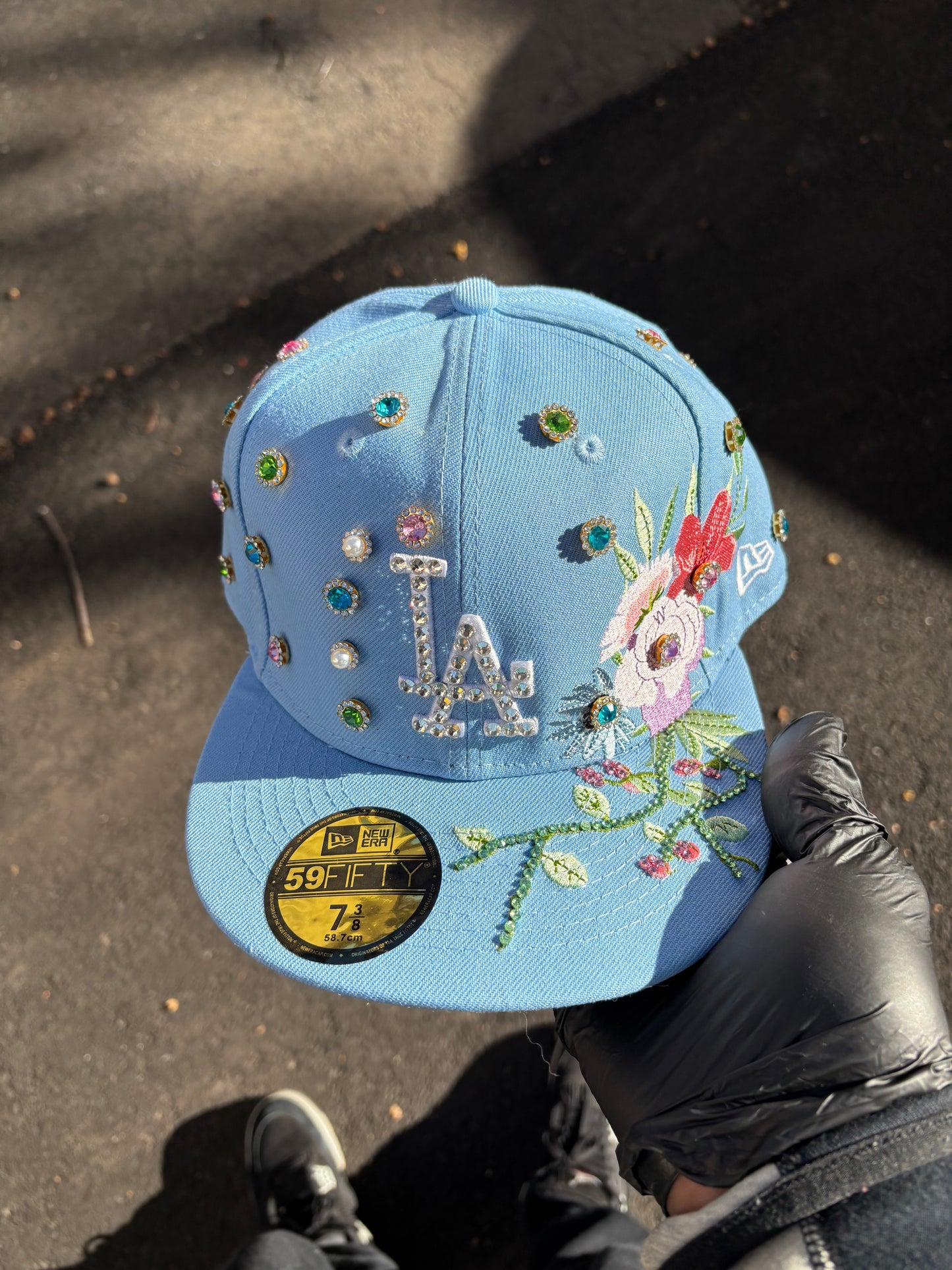 Los Angeles Dodgers Iced out Fitted hats (Flowers)