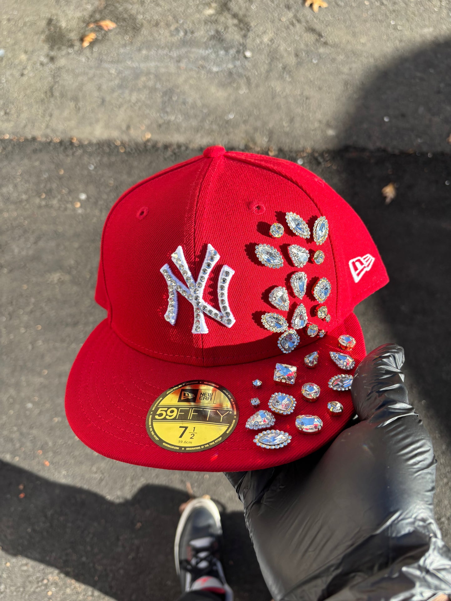 New York Yankees Iced out Fitted hats (Red ice)