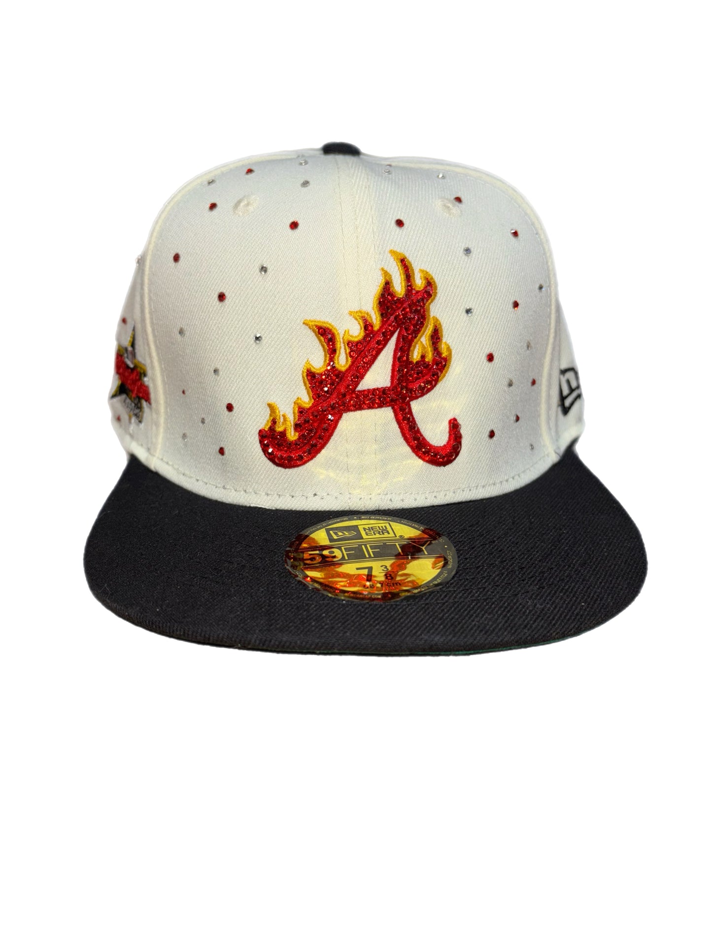 Atlanta Braves Iced out diamond Fitted hats Flames