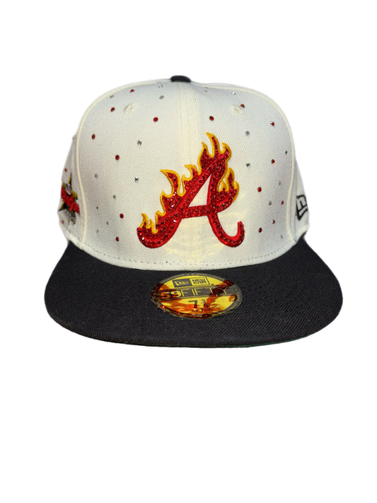 Atlanta Braves Iced out diamond Fitted hats Flames