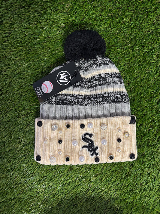 CHICAGO WHITE SOX POM KNIT HAT (Cream Ice)